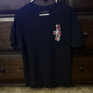 Riot Society Black Tee with Red and White Graphic